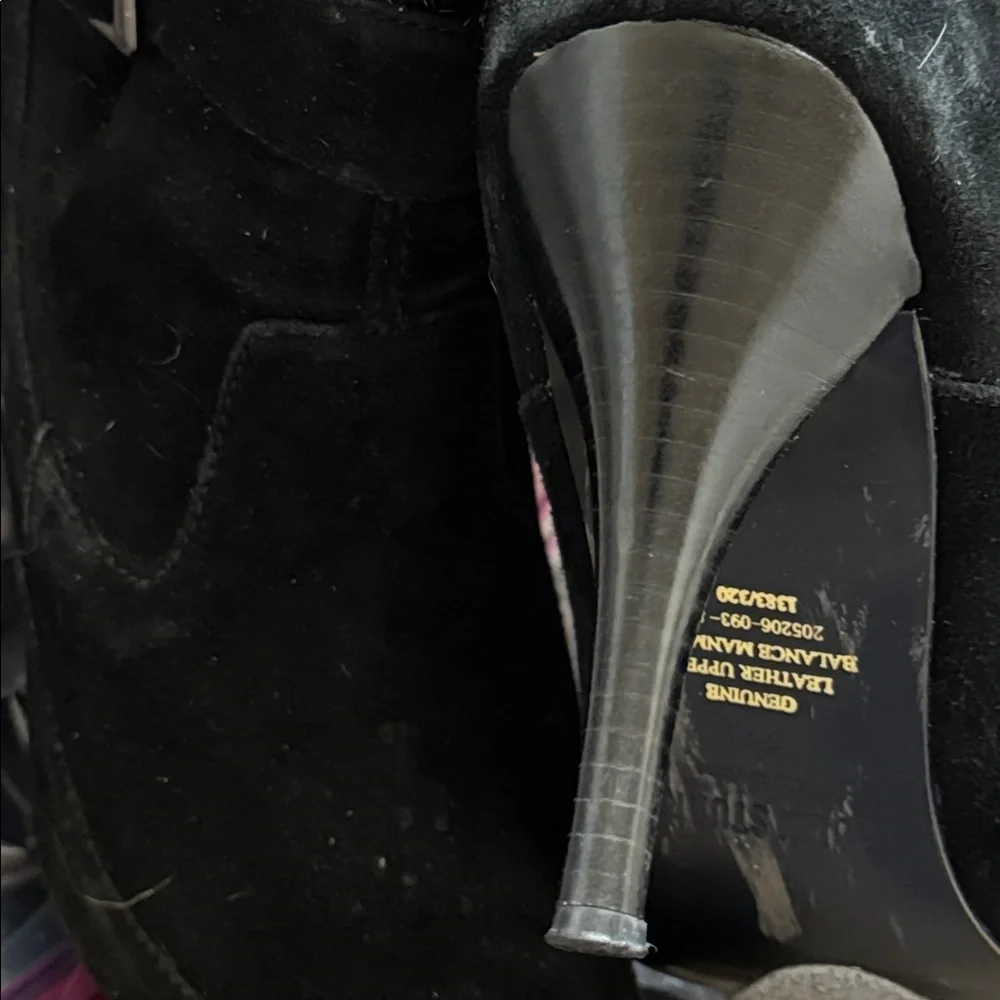 Colin Stuart Sz 8 1/2‎ Black suede faux Fur-Lined Women's stiletto Boots pointed